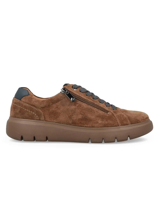 Impronte Sneakers Uomo Lacci e Zip in Camoscio Cognac - MARIO SPATARELLA