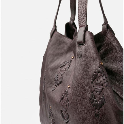 Biba Borsa Shopping in Pelle Vacchetta Dark Viola - MARIO SPATARELLA