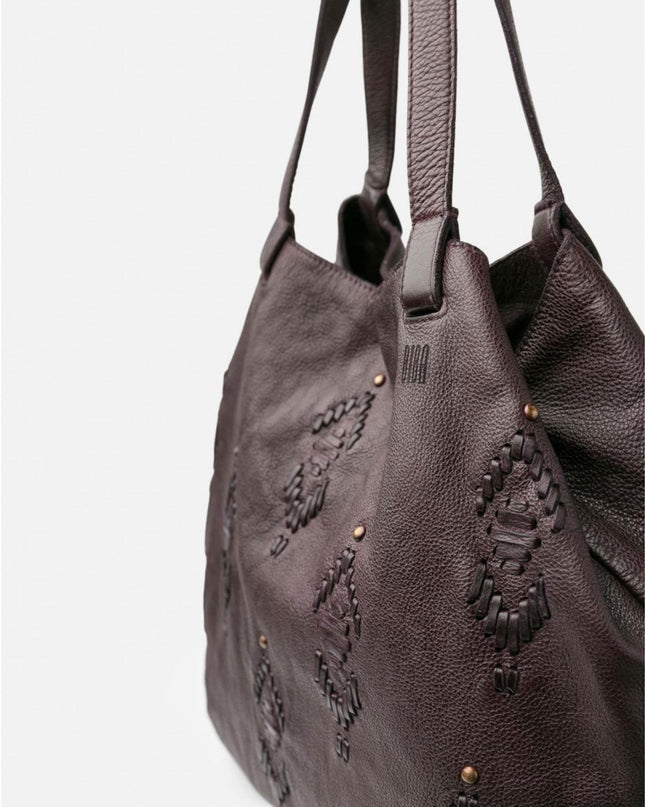 Biba Borsa Shopping in Pelle Vacchetta Dark Viola - MARIO SPATARELLA