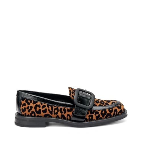 Mocassini Frau Donna in Pelle Leopardo Animalier con Fibbia 90E3 VELVET LEO Frau 