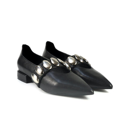 Ballerine Bruno Premi a Punta con Borchie in Pelle Nero BM0107 BLACK Bruno Premi 
