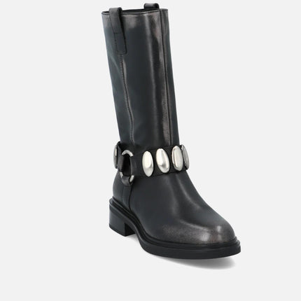 Bruno Premi Stivali Biker Donna in pelle Nero OL ALIA BM4101 GUN Bruno Premi 