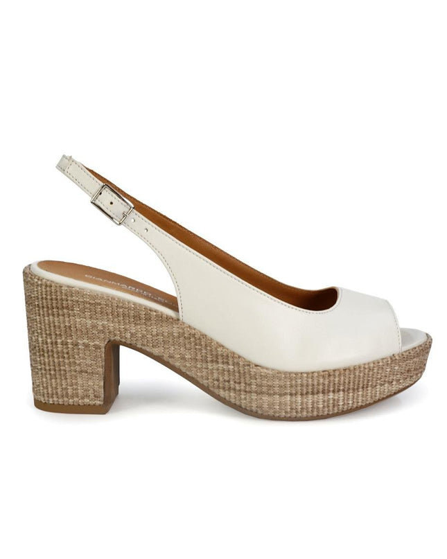 Gianmarco Sorelli Sandalo Donna con Tacco e Plateau in Pelle Bianca - MARIO SPATARELLA
