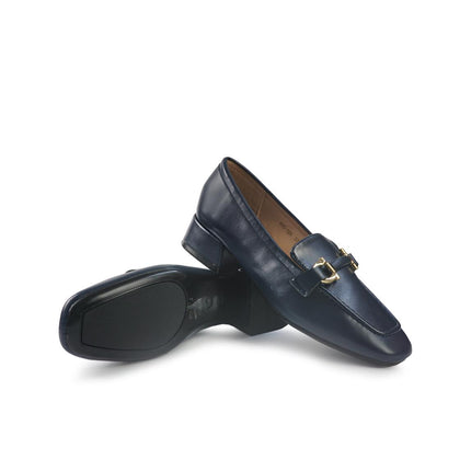 Mocassini Donna con Tacco e Morsetto in Pelle Blu YD05-12A NAVY ClaudV 