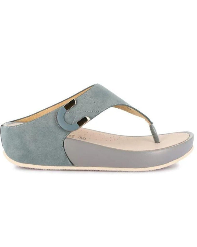 Grunland Infradito Donna Ciabatta Confort con Velcro in Tessuto Jeans - MARIO SPATARELLA