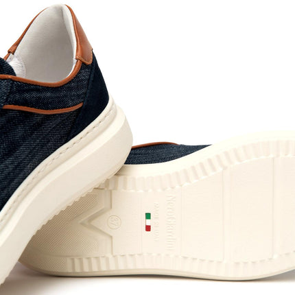 NeroGiardini Sneakers Donna in Pelle e Tessuto Blu - MARIO SPATARELLA