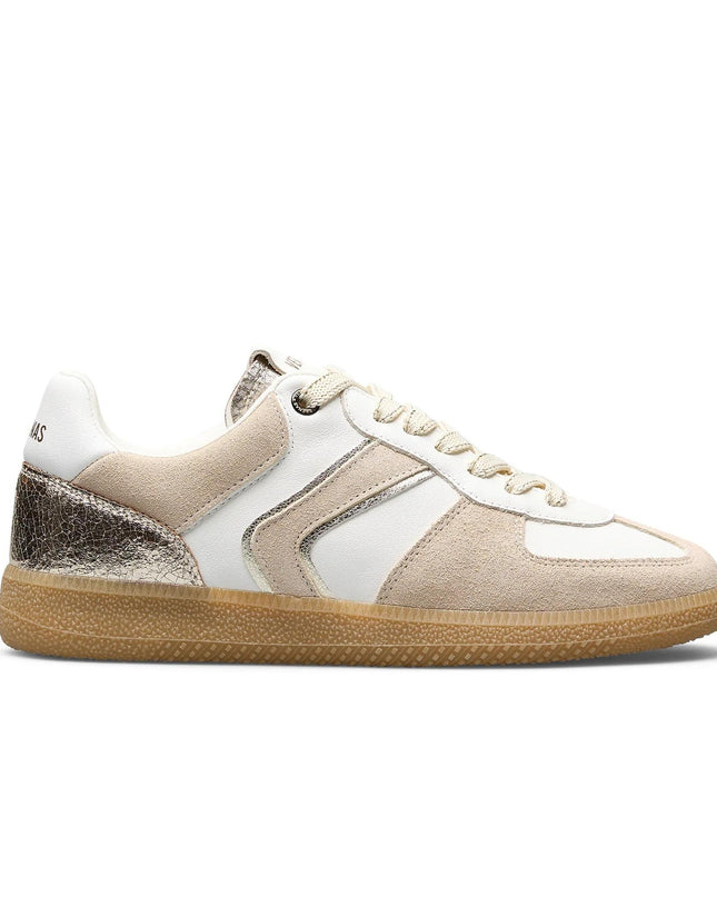 Verbenas Sneakers Bassa Donna in Pelle Bianca Profili Oro - MARIO SPATARELLA
