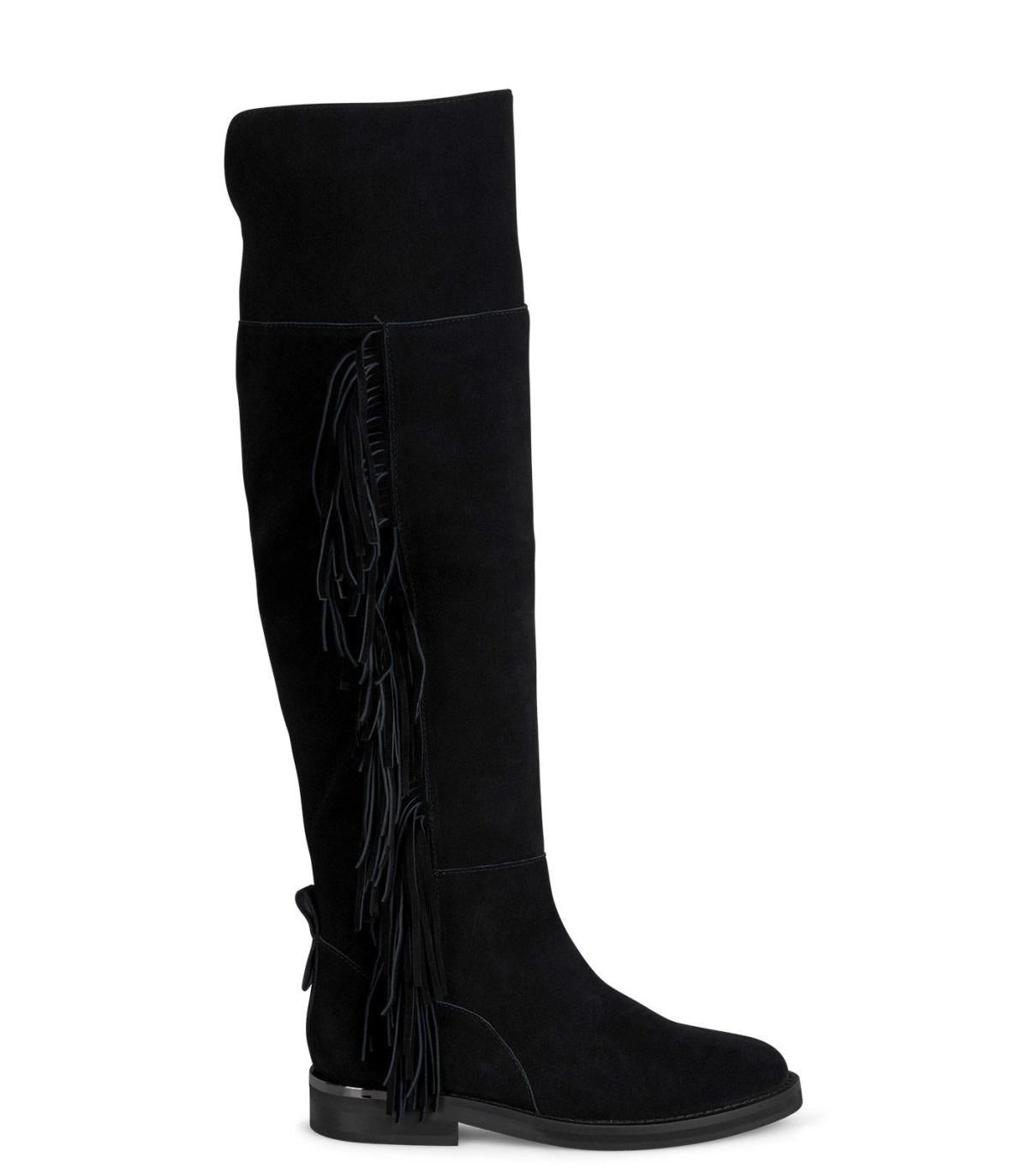 Stivali al Ginocchio con Frange Camoscio Nero – MARIO SPATARELLA