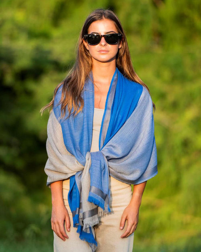 Foulard in Lana Misto Seta Azzurro ASW37F AZUL Colores de Otono 