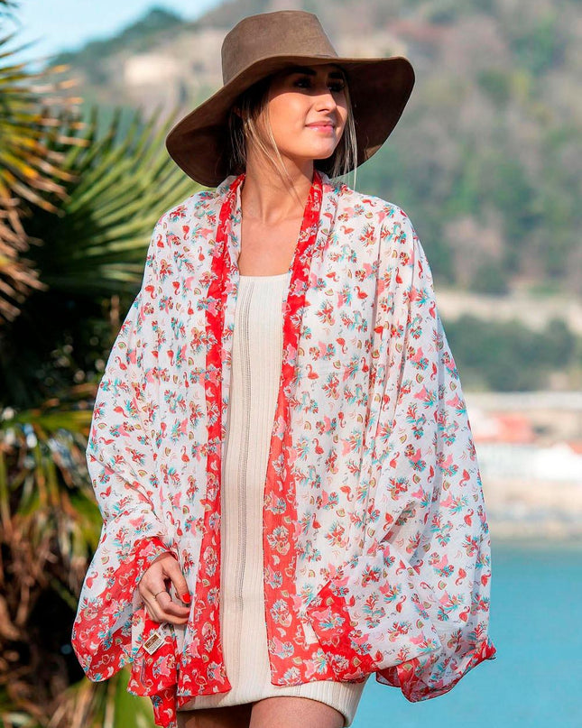 Foulard Pareo in Cotone Stampato Fantasia Rosso - MARIO SPATARELLA