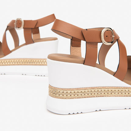 Nero Giardini Sandali Donna con Zeppa in Pelle Cognac Cuoio E513550D COGNAC 329 Nero Giardini 