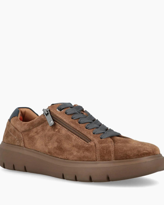 Impronte Sneakers Uomo Lacci e Zip in Camoscio Cognac - MARIO SPATARELLA