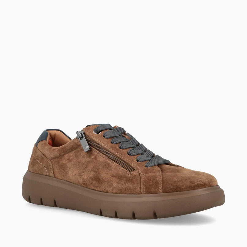 Impronte Sneakers Uomo Lacci e Zip in Camoscio Cognac - MARIO SPATARELLA