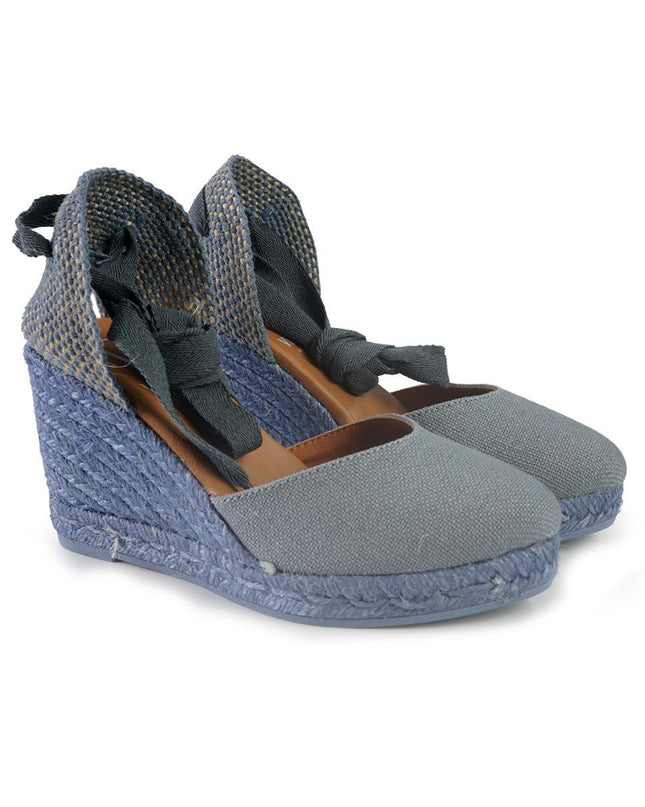 Viguera Espadrillas Alpargatas Donna con Lacci Lunghi in Lino Jeans - MARIO SPATARELLA