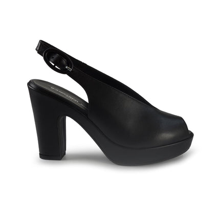 Gianmarco Sorelli Sandali Chanel con Tacco Alto e Plateau in Pele Nera 2640 MARA Gianmarco Sorelli 