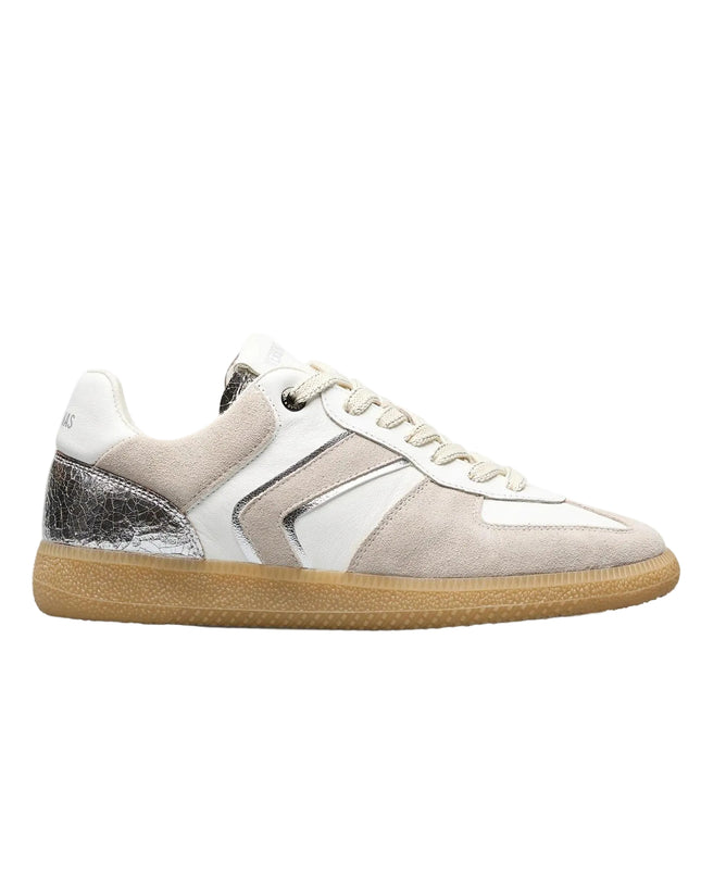 Verbenas Sneakers Bassa Donna in Pelle Bianca Profili Argento - MARIO SPATARELLA