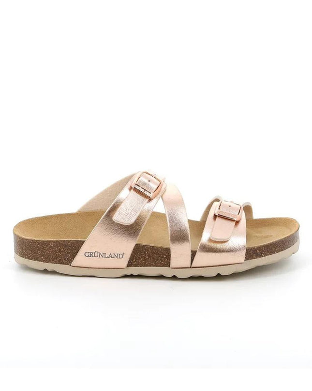 Grunland Sandali Donna Plantare Sughero Doppia Fibbia Cipria - MARIO SPATARELLA