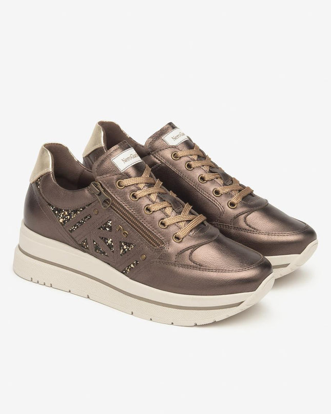 Nero Giardini Sneakers Donna in Pelle Laminata Moro e Glitter I514101D MORO 300 Nero Giardini 