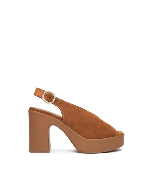 Nero Giardini Sandali Donna Spuntato con Tacco e Plateau in Camoscio Tabacco - MARIO SPATARELLA