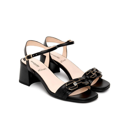 Nero Giardini Sandali Donna con Tacco in Pelle Nera - MARIO SPATARELLA