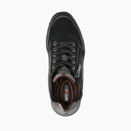 Impronte Sneakers Donna Lacci e Zip in Pelle Nero BARENA ZIP BLACK Impronte 