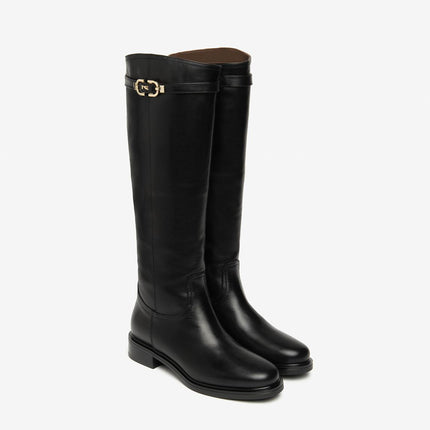 Nero Giardini Stivali Donna conTacco Basso in Pelle Nero I514703D NERO 100 Nero Giardini 