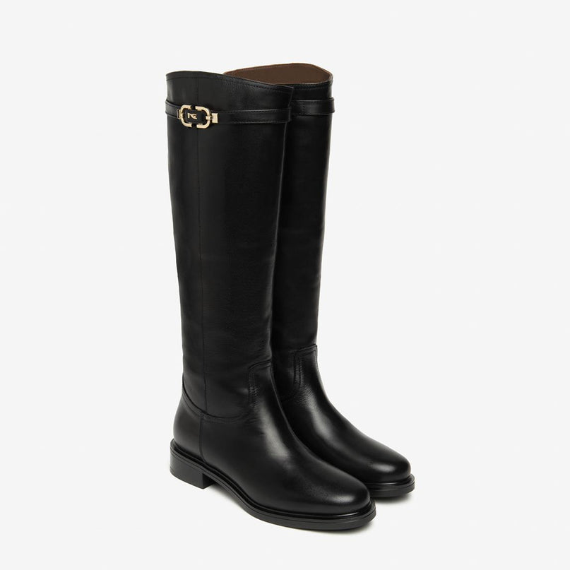 Nero Giardini Stivali Donna conTacco Basso in Pelle Nero I514703D NERO 100 Nero Giardini 