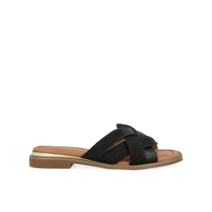 Impronte Sandalo Flat Donna in Tessuto Nero SERENELLA BRAID BLACK Impronte 