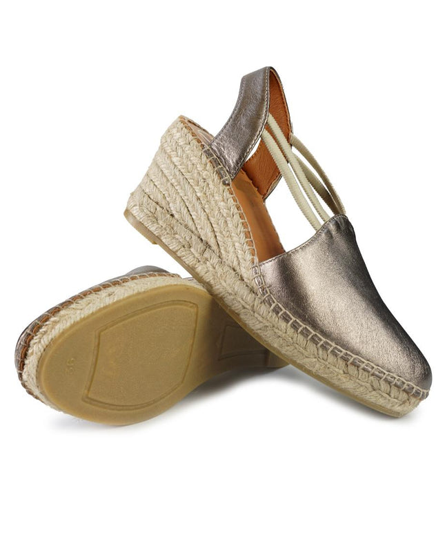 Viguera Espadrillas Alta in Pelle Laminato Fumo con Elastici 1824 FUMO Viguera 