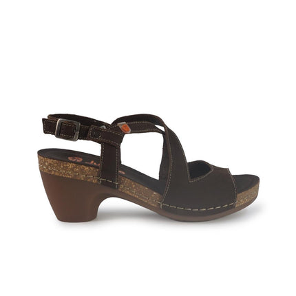 Jungla Sandalo Donna con Tacco in Pelle Nabuk Marrone - MARIO SPATARELLA