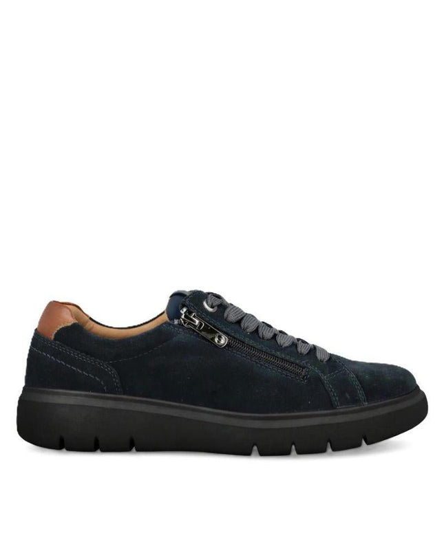 Impronte Sneakers Uomo Lacci e Zip in Camoscio Blu - MARIO SPATARELLA