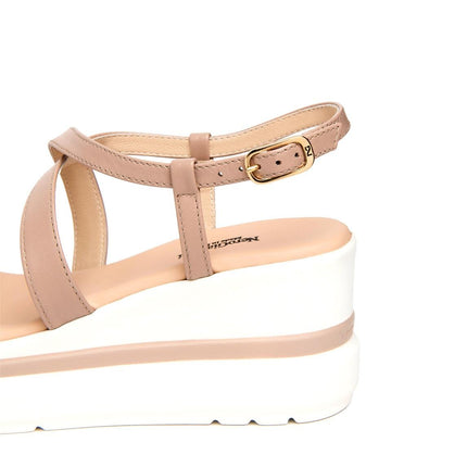 NeroGiardini Sandali Donna con Zeppa in Pelle Femme Nude - MARIO SPATARELLA