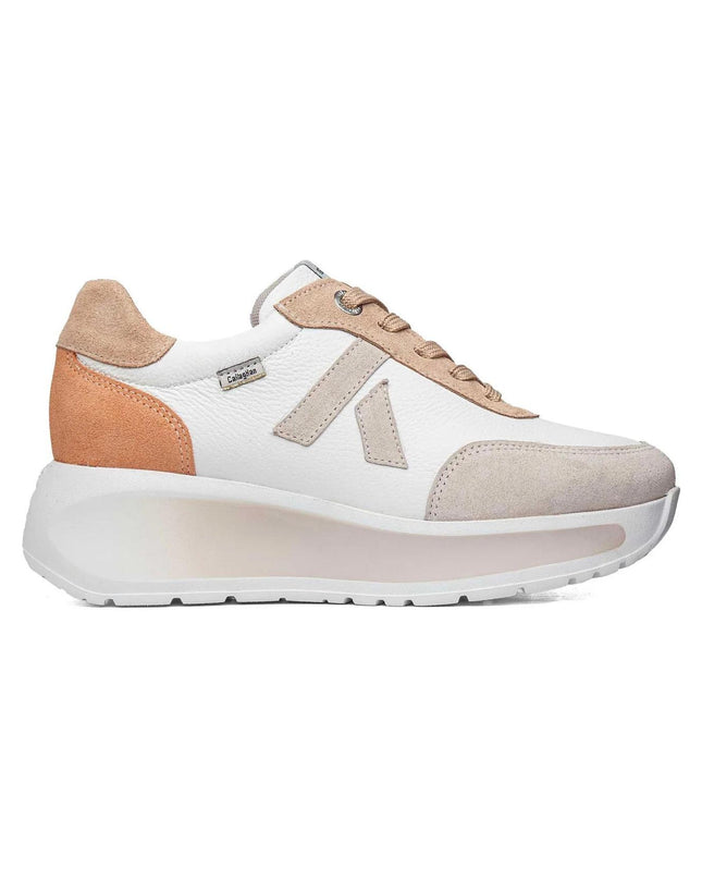 Callaghan Sneakers Donna con Zeppa in Pelle e Camoscio Bianco Pesca 61605 GRACE PINK Callaghan 
