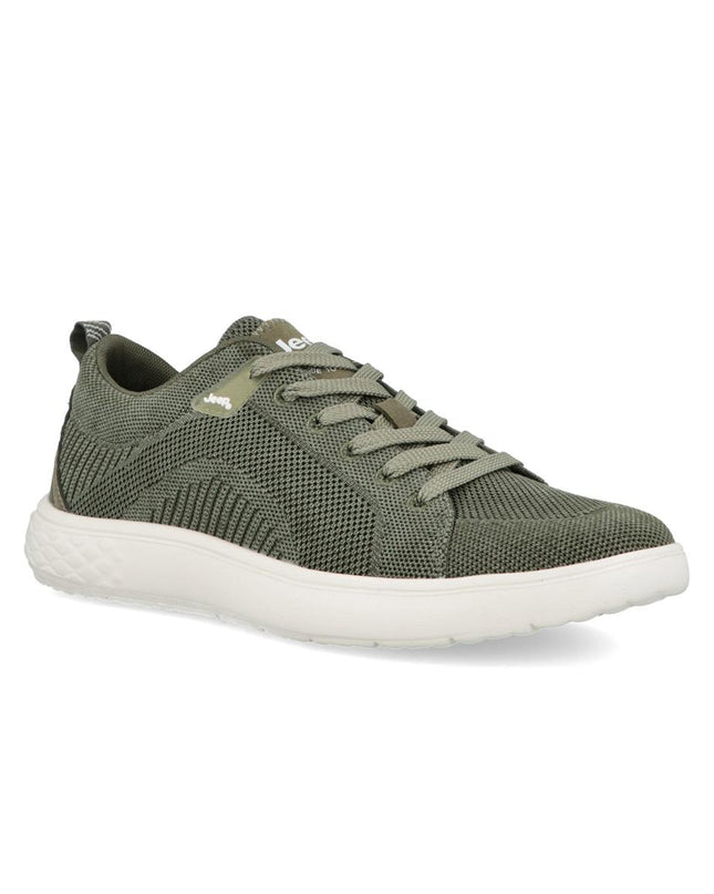 Jeep Sneakers Uomo Bassa in Tessuto Verde KOBI DERBY MILITARY Jeep Footwear 