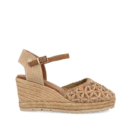 O-Joo Espadrillas Donna con Zeppa in Tessuto Sabbia GERI FLOWER NATURAL O-JOO 