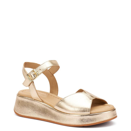 Frau Sandali con Zeppa Donna in Pelle Platino - MARIO SPATARELLA