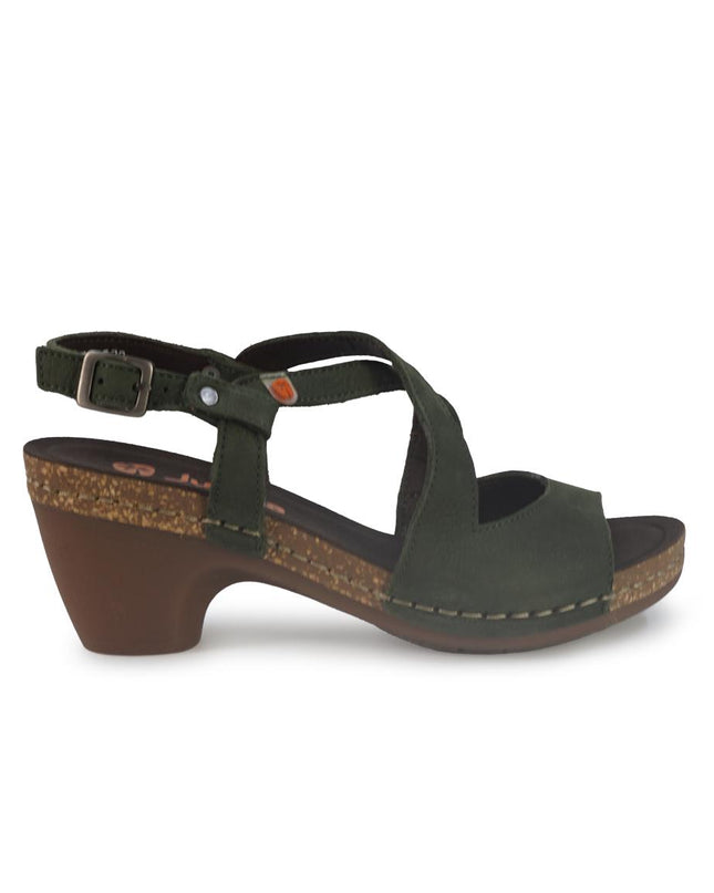 Jungla Sandalo Donna con Tacco in Pelle Nabuk Verde 8520 PRADO Jungla 
