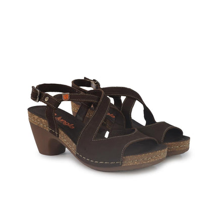 Jungla Sandalo Donna con Tacco in Pelle Nabuk Marrone - MARIO SPATARELLA