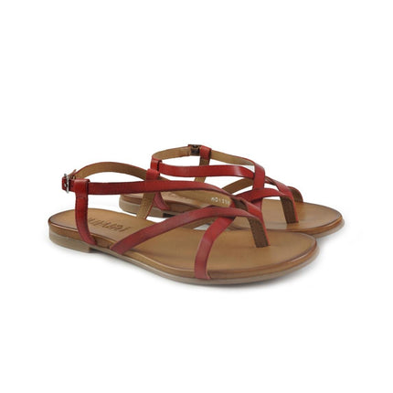Vueva Sandali Infradito Flat Donna in Pelle Rosso - MARIO SPATARELLA