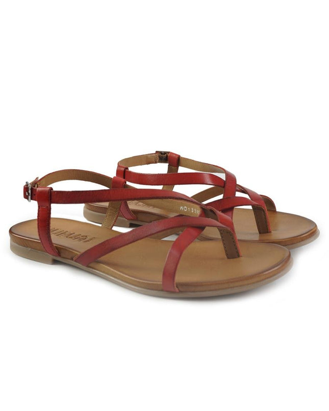Vueva Sandali Infradito Flat Donna in Pelle Rosso - MARIO SPATARELLA