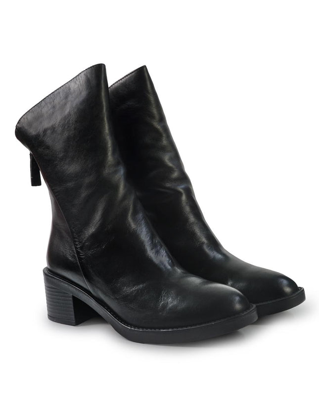 Vueva Stivaletti Donna con Tacco in Pelle Nero Taglio Obliquo WH497H04 OMEGA BLACK Vueva 