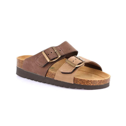 Grunland Sandali Donna Plantare Sughero Doppia Fibbia in Nabuk Bicolore CB2249 HOLA TDM TAUPE Grunland 