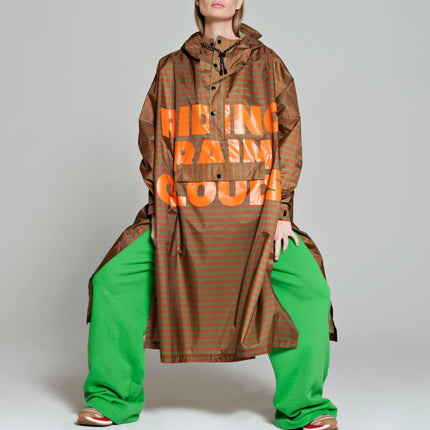 Rainkiss Mantella Antipioggia Poncho Brown Tex Green RAIN PONCHO BRETON BROWN GREEN TEXT RAINKISS 