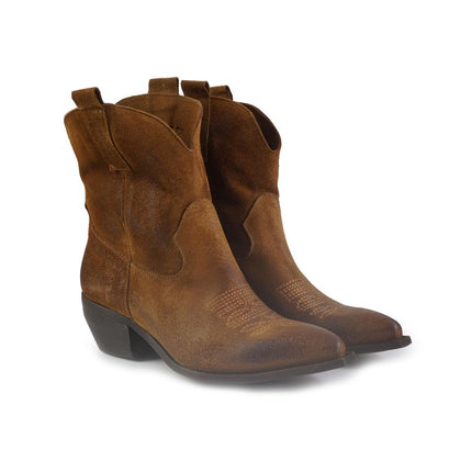 Stivaletto Texano in Camoscio Cuoio - MARIO SPATARELLA