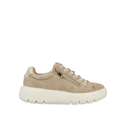 Impronte Sneakers Donna con Lacci e Zip in Camoscio Sabbia - MARIO SPATARELLA