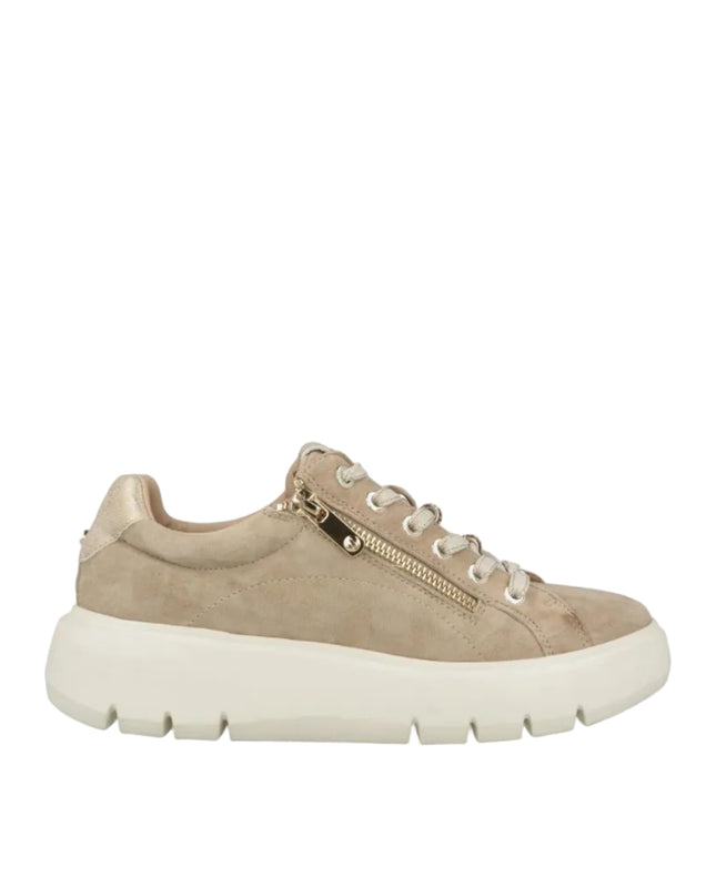 Impronte Sneakers Donna con Lacci e Zip in Camoscio Sabbia - MARIO SPATARELLA