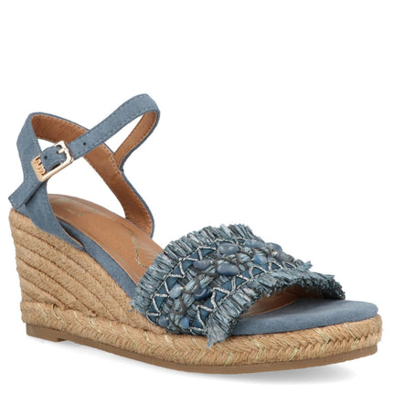 O-Joo Sandali Donna con Zeppa in Tessuto Blu GERI FLOWER SANDAL SKY O-JOO 