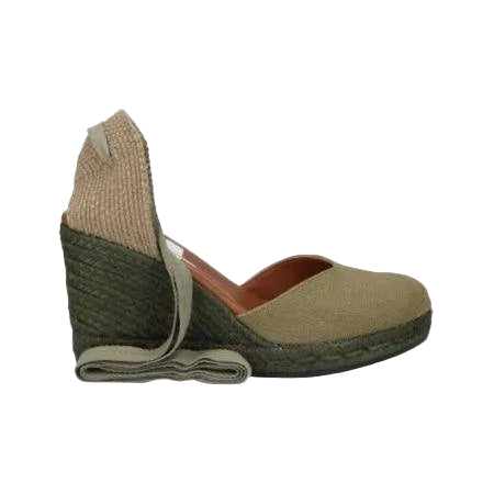 Viguera Espadrillas Alpargatas Donna con Lacci Lunghi in Lino Kaki - MARIO SPATARELLA