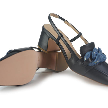 Slingback Pelle Blu 93M4 BLU Frau 