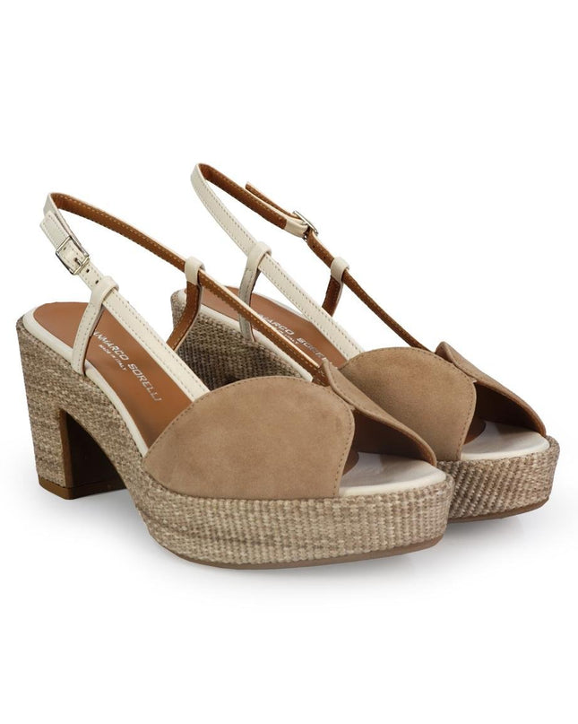 Gianmarco Sorelli Sandalo Donna con Tacco e Plateau in Pelle e Camoscio - MARIO SPATARELLA